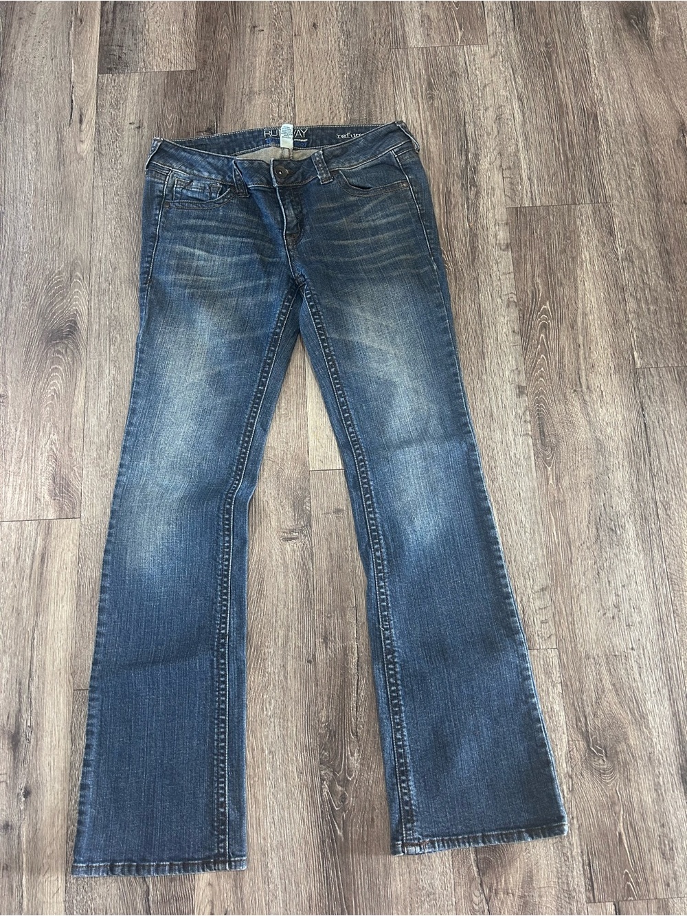 refuge Vintage Blue Boot Cut Jeans with Faded Wash